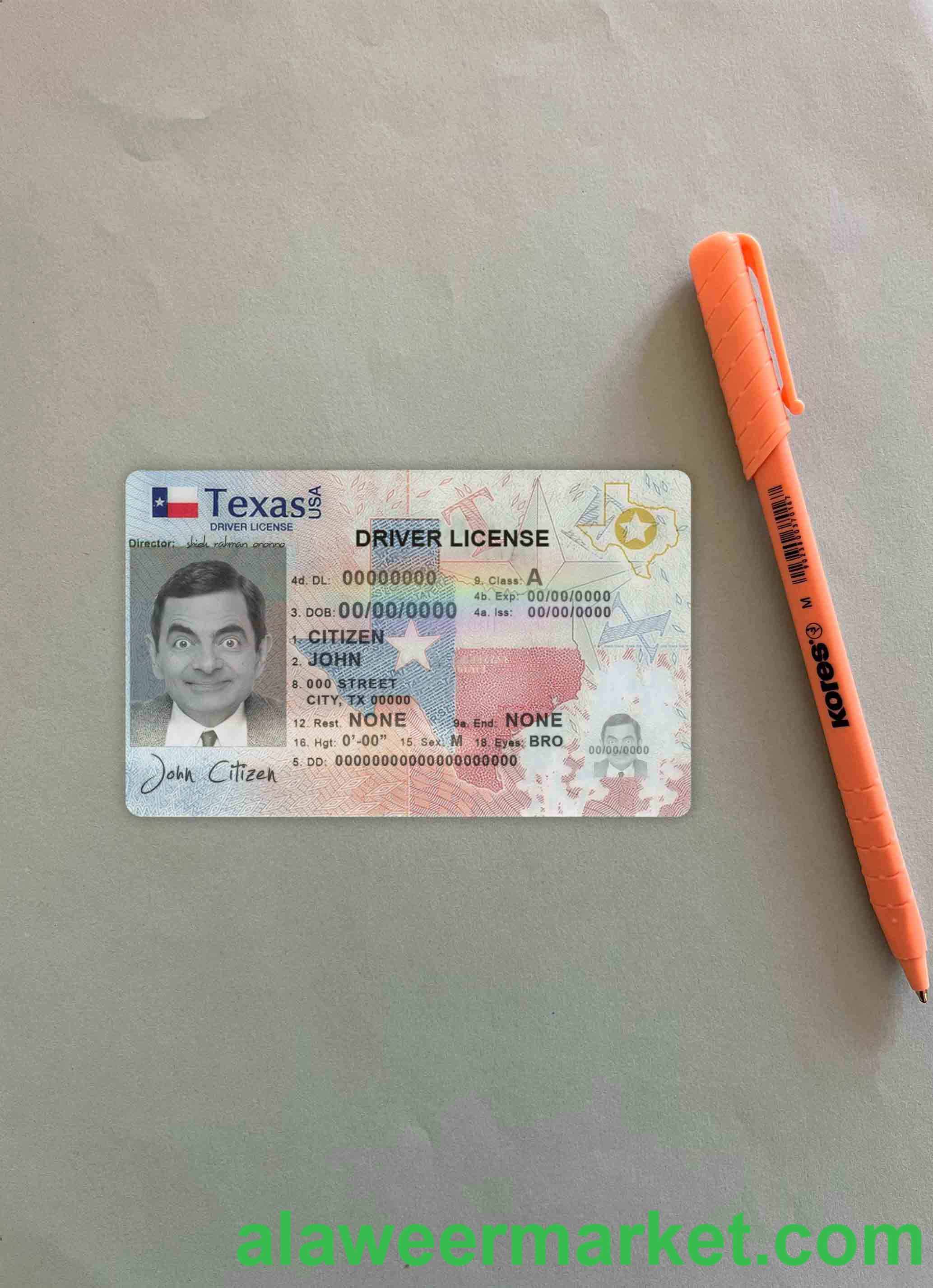 USA Texas driving license template in PSD format, fully editable (2020 - present) photolook FRONT